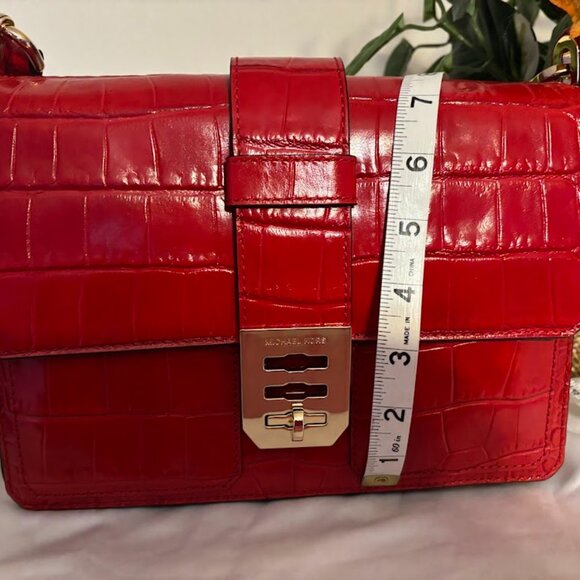 Rare Michael Kors Red Leather Handbag with matching wallet and a dust bag - Picture 14 of 16